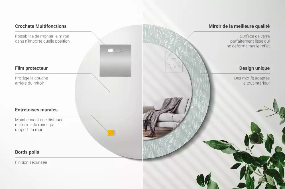 Oglindă rotundă imprimată Melc pe pajiște