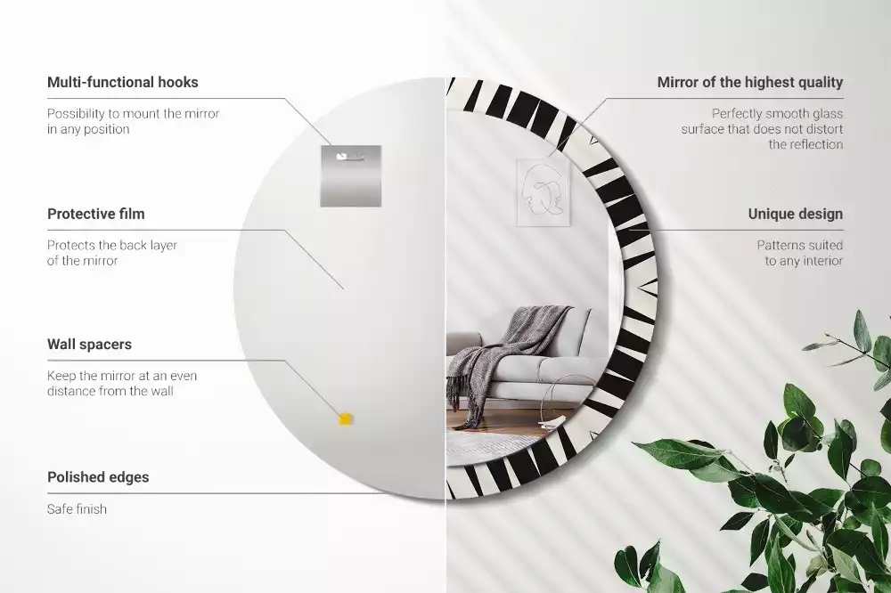 Oglindă rotundă imprimată Geometrie abstractă