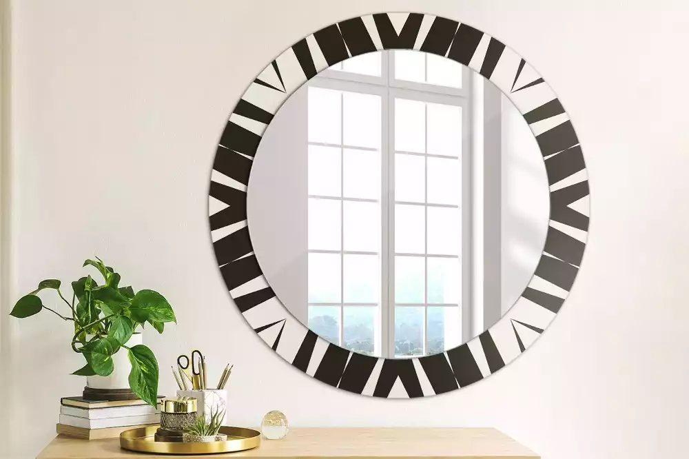Oglindă rotundă imprimată Geometrie abstractă