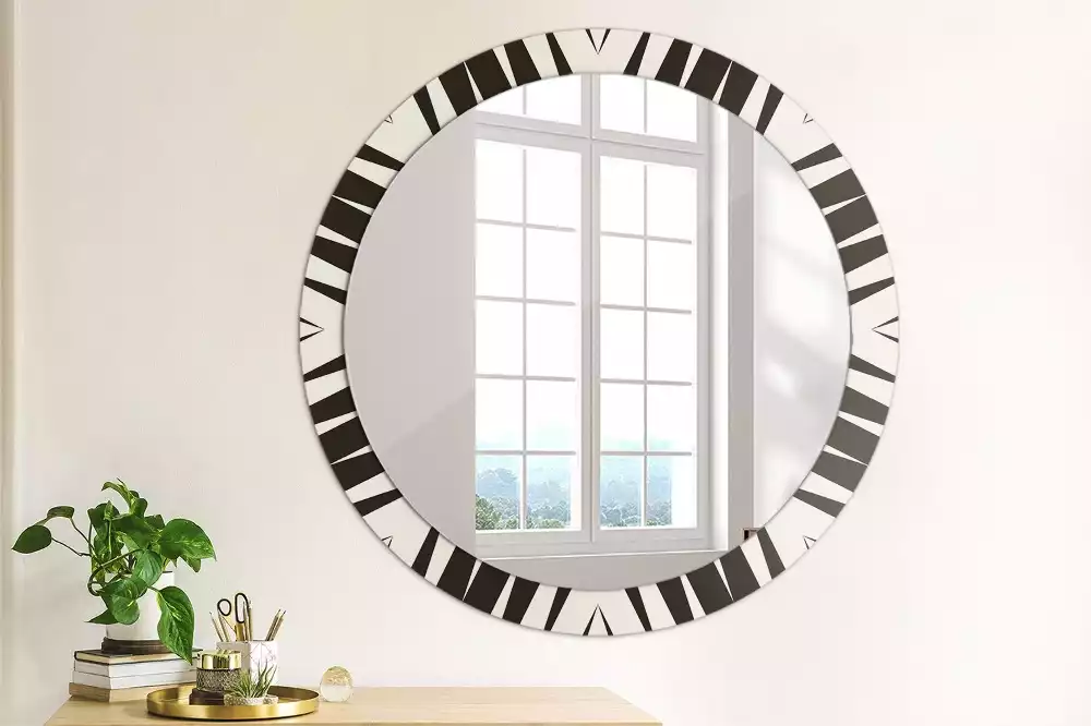 Oglindă rotundă imprimată Geometrie abstractă