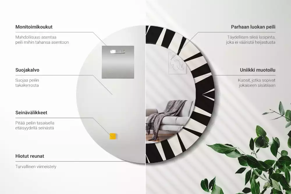 Oglindă rotundă imprimată Geometrie abstractă