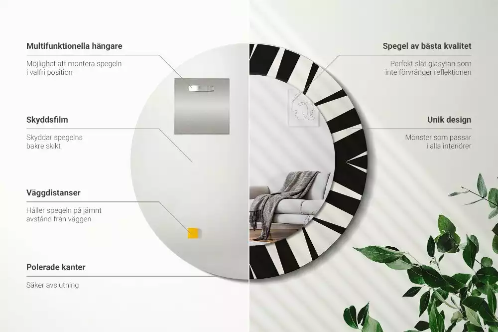 Oglindă rotundă imprimată Geometrie abstractă