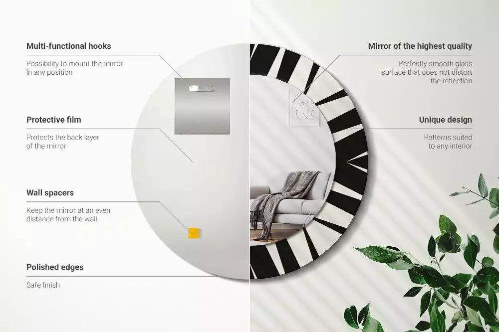 Oglindă rotundă imprimată Geometrie abstractă