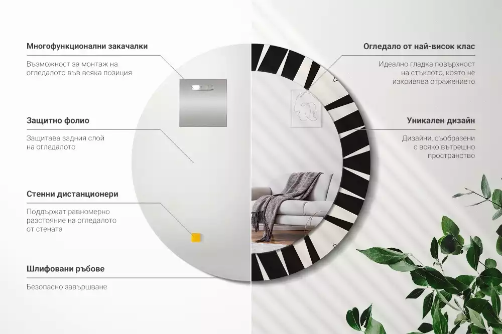 Oglindă rotundă imprimată Geometrie abstractă