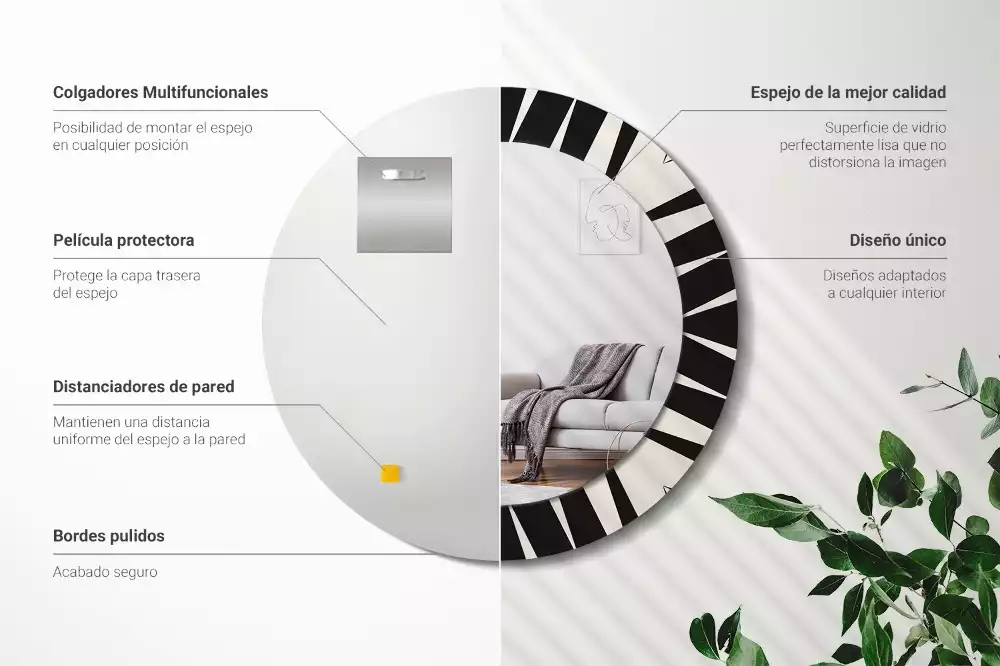 Oglindă rotundă imprimată Geometrie abstractă