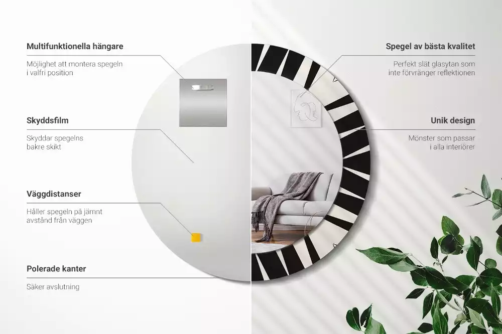 Oglindă rotundă imprimată Geometrie abstractă