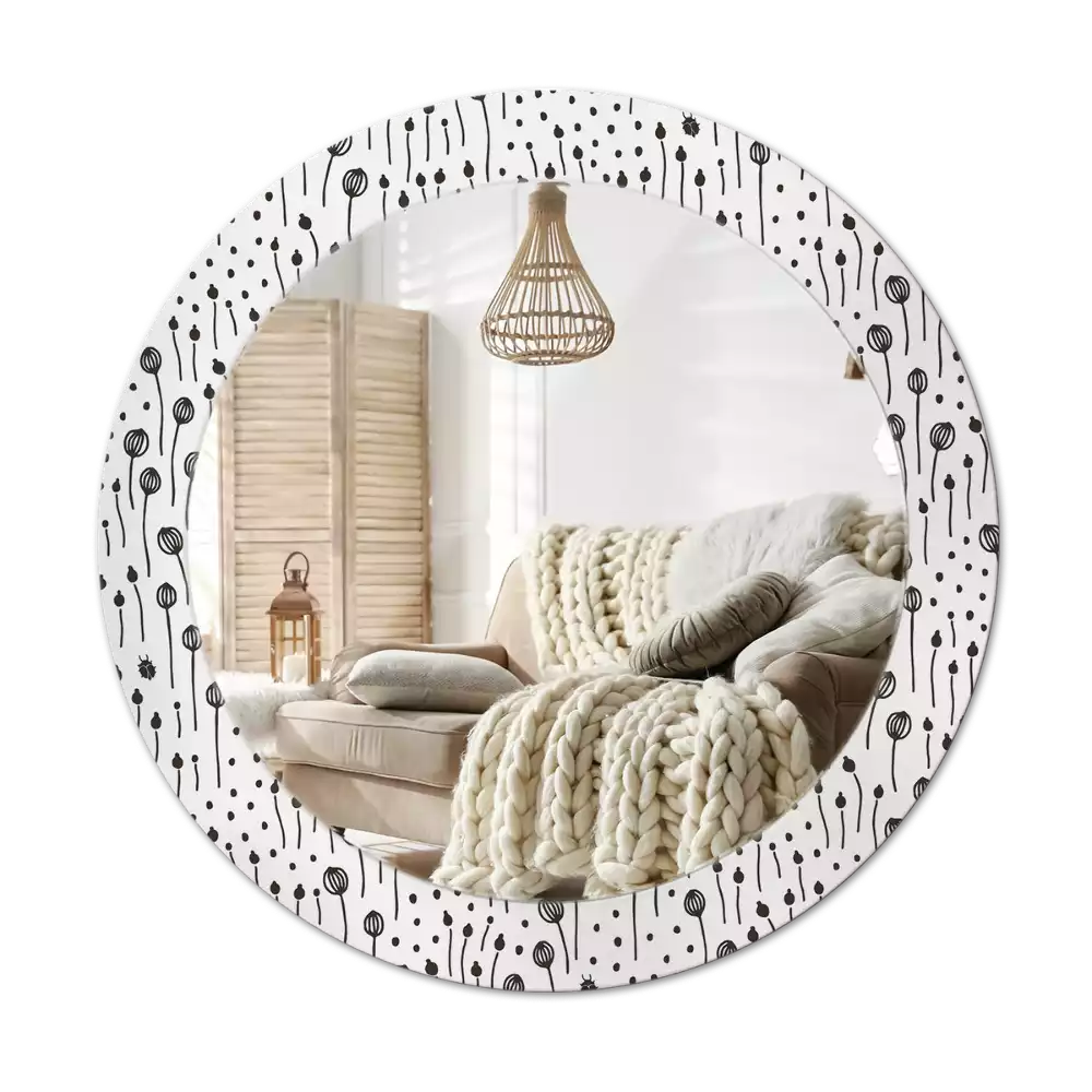 Oglindă rotundă imprimată Desen floral