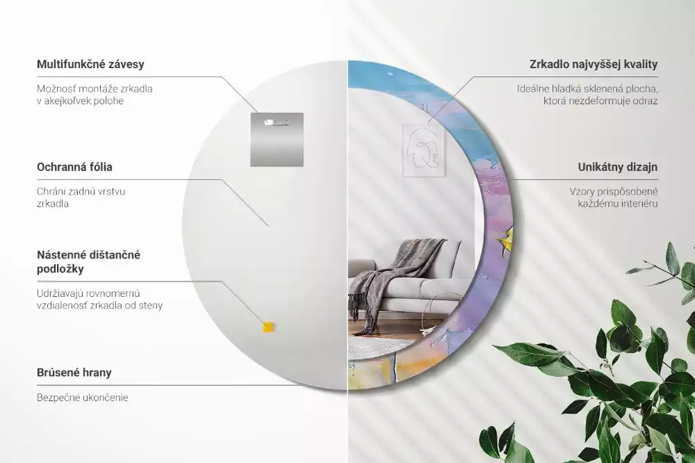 Oglindă cu decor rotundă Textură vopsea în ulei