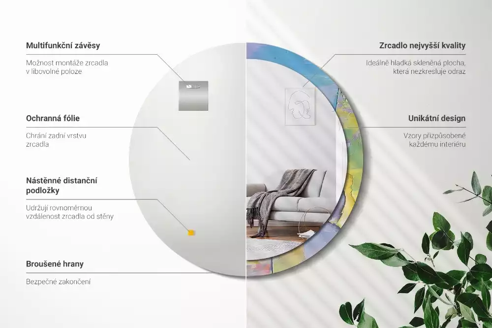 Oglindă cu decor rotundă Textură vopsea în ulei