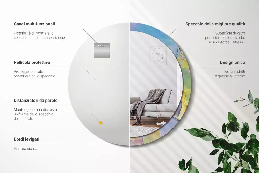 Oglindă cu decor rotundă Textură vopsea în ulei