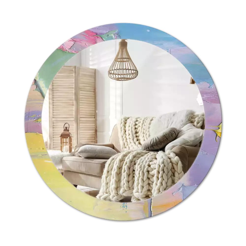 Oglindă cu decor rotundă Textură vopsea în ulei