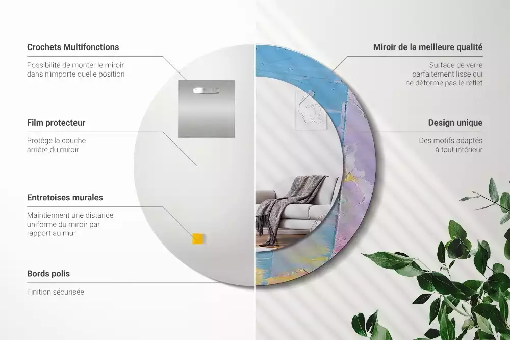 Oglindă cu decor rotundă Textură vopsea în ulei