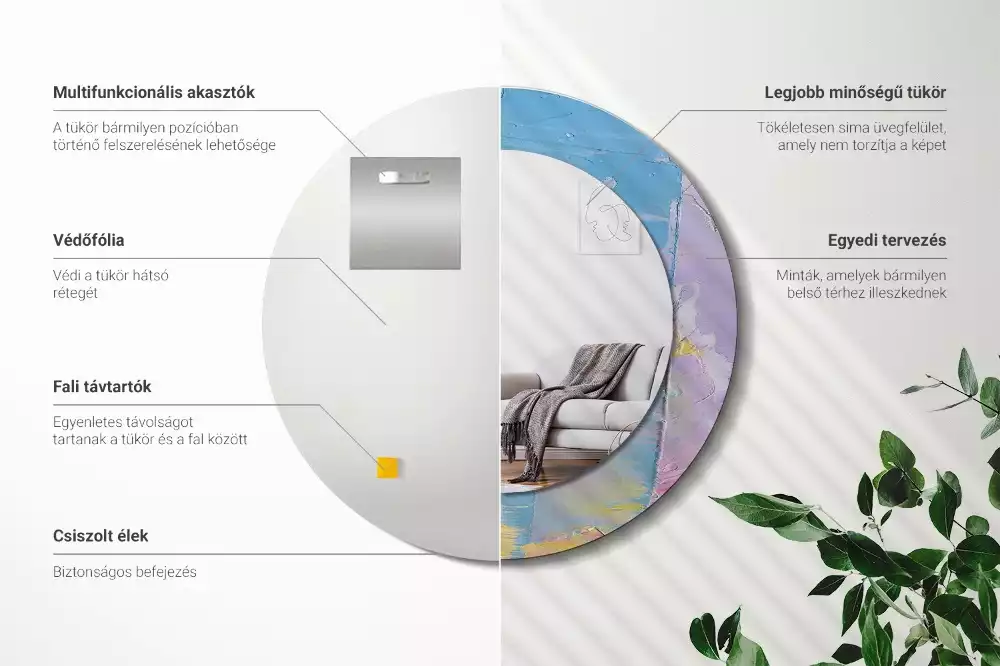 Oglindă cu decor rotundă Textură vopsea în ulei