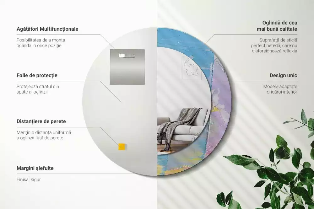 Oglindă cu decor rotundă Textură vopsea în ulei