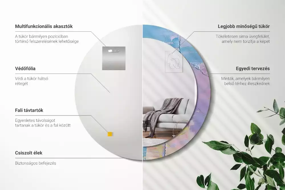 Oglindă cu decor rotundă Textură vopsea în ulei