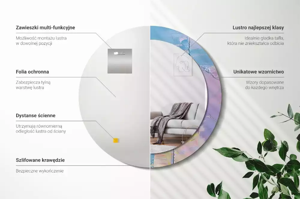 Oglindă cu decor rotundă Textură vopsea în ulei