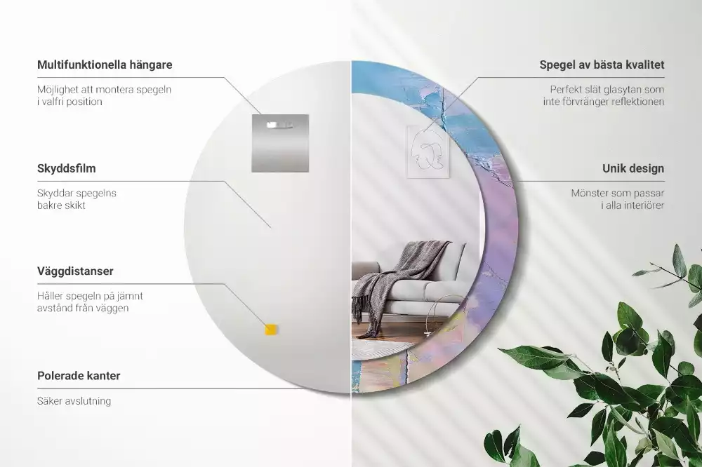 Oglindă cu decor rotundă Textură vopsea în ulei