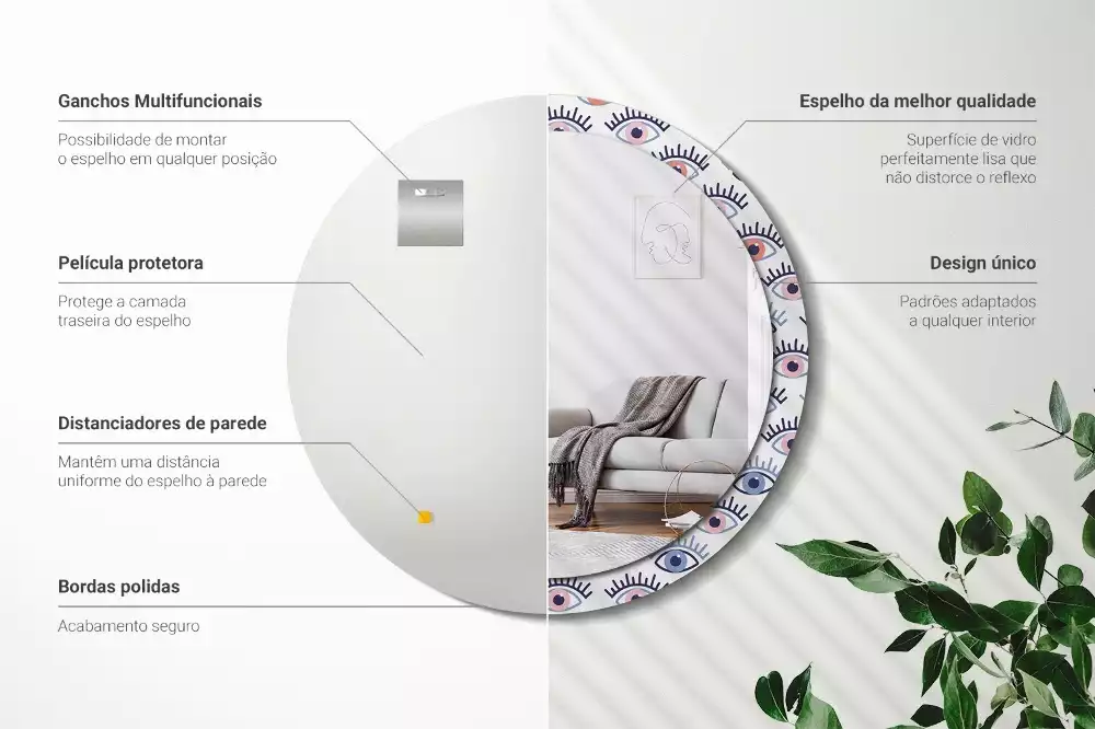 Oglindă rotundă imprimată Ochi