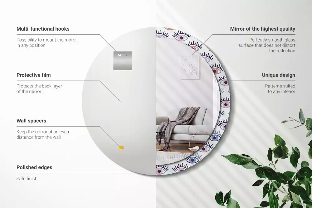 Oglindă rotundă imprimată Ochi