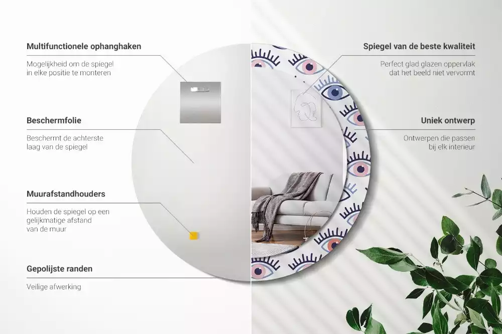 Oglindă rotundă imprimată Ochi