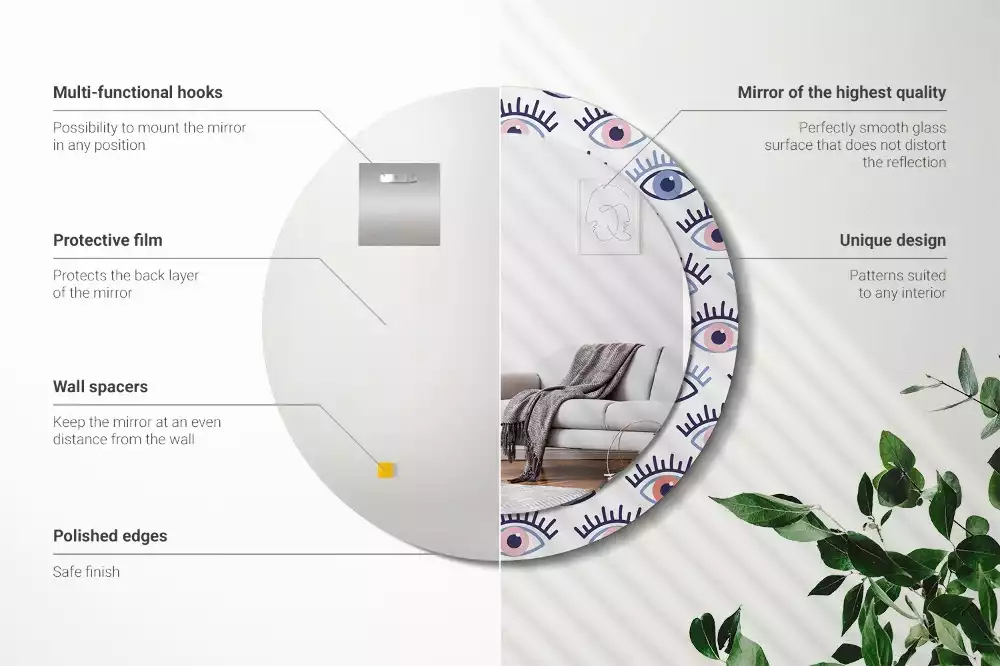 Oglindă rotundă imprimată Ochi