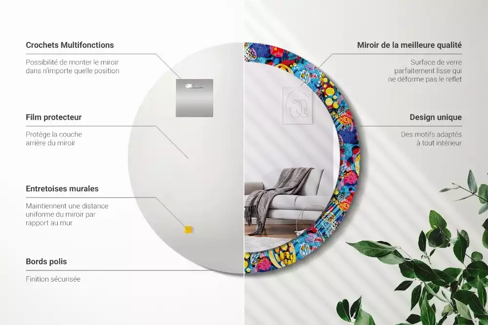 Oglindă cu decor rotundă Mâzgălituri colorate