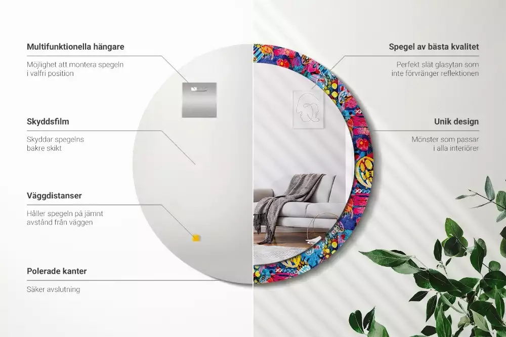 Oglindă cu decor rotundă Mâzgălituri colorate