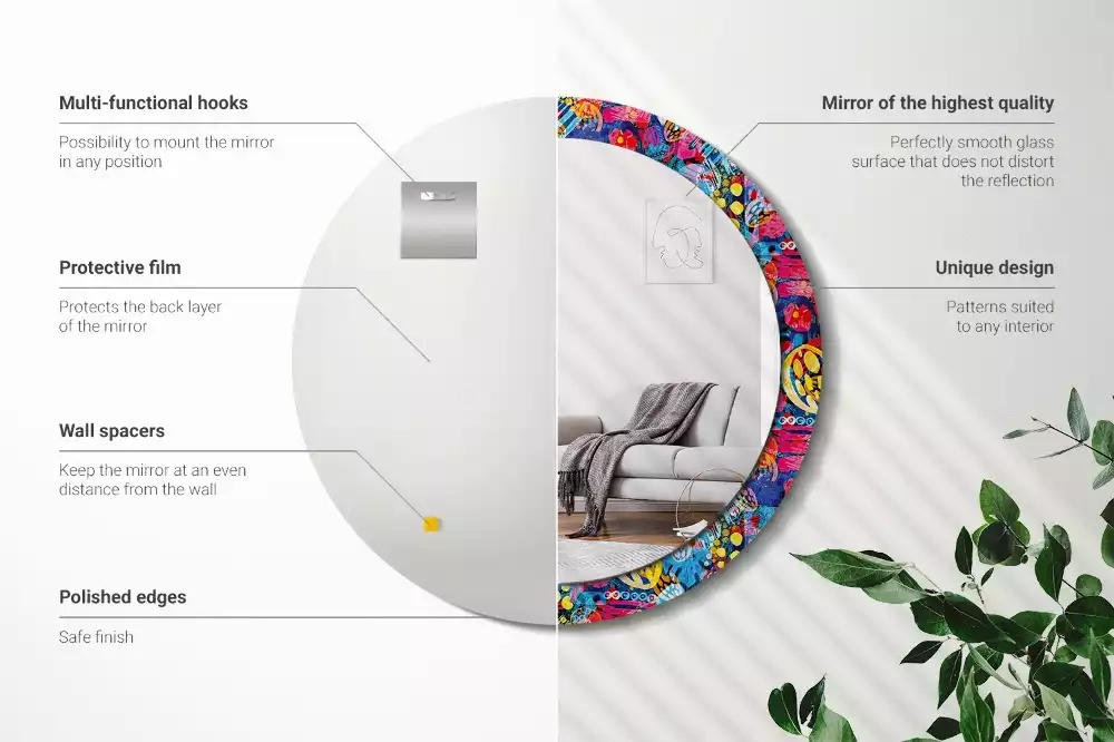 Oglindă cu decor rotundă Mâzgălituri colorate