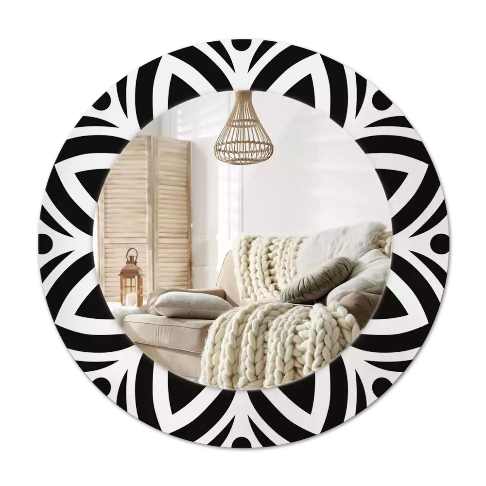 Oglindă cu decor rotundă Ornament negru