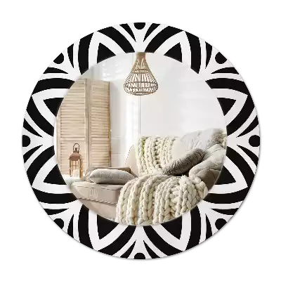 Oglindă cu decor rotundă Ornament negru
