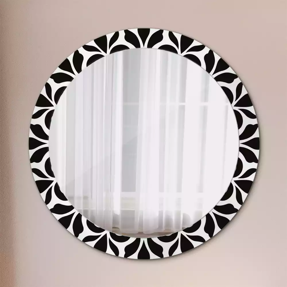 Oglindă cu decor rotundă Ornament negru