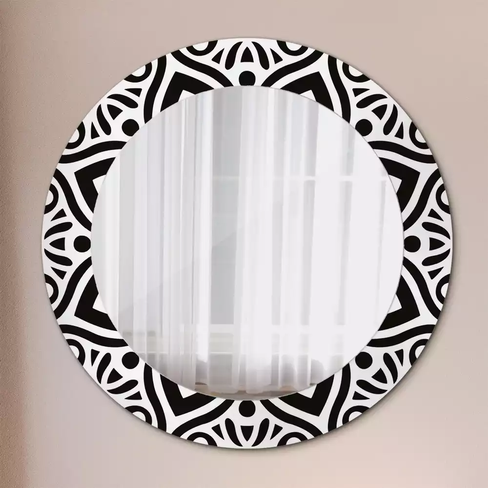 Oglindă cu decor rotundă Ornament negru