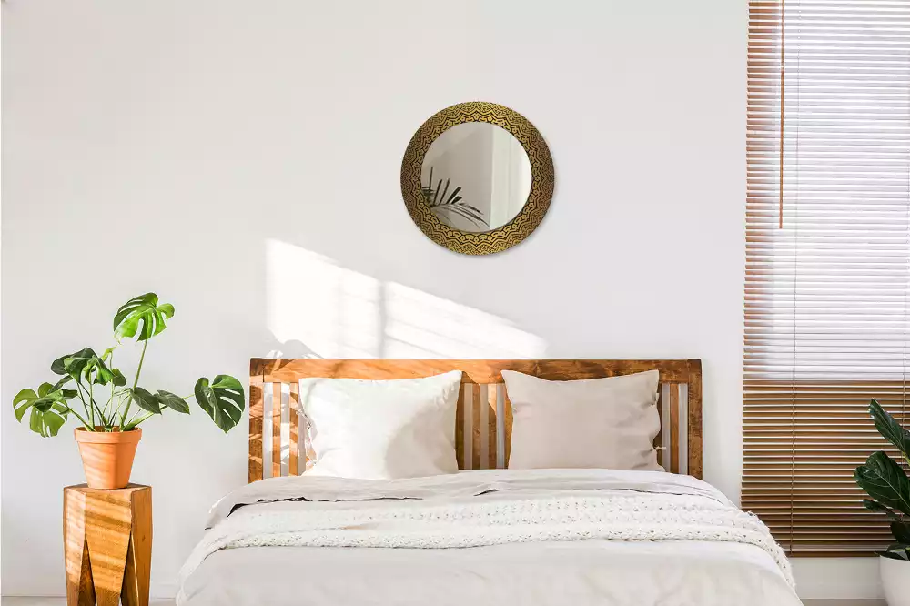 Oglindă rotundă ramă cu imprimeu Ornament grecesc