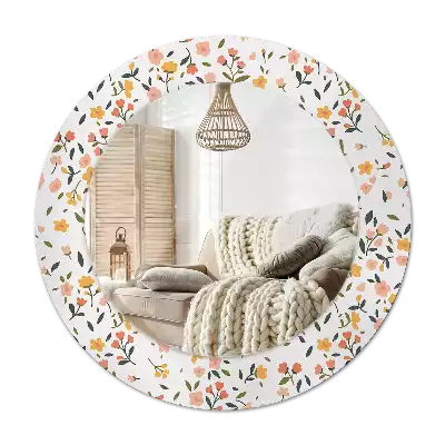 Oglindă cu decor rotundă Flori mici