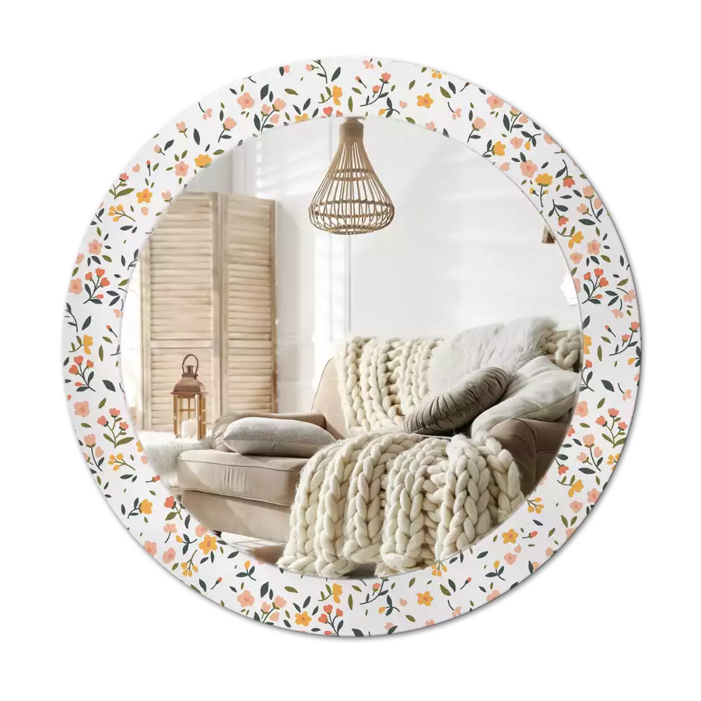 Oglindă cu decor rotundă Flori mici