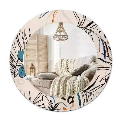 Oglindă rotundă imprimată Flori cu model de junglă