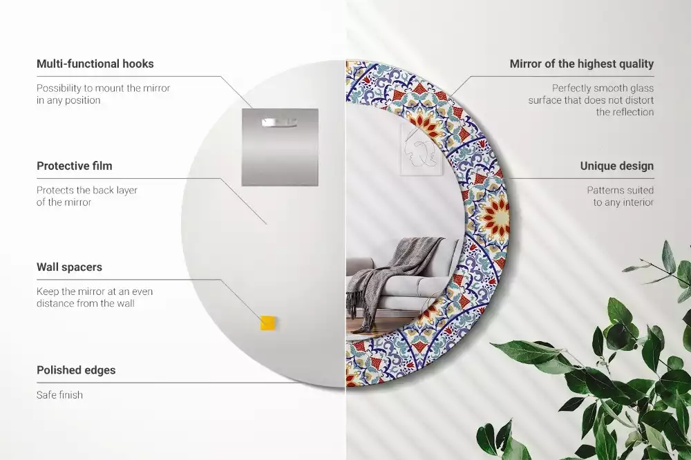 Oglindă cu decor rotundă Compoziție orientală