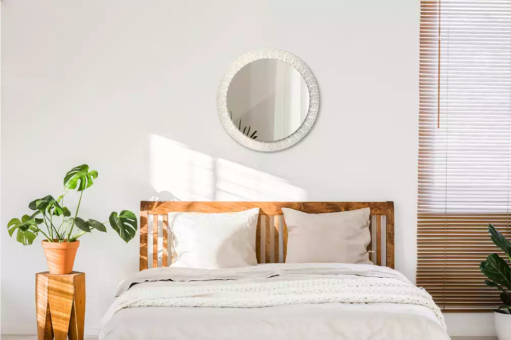 Oglindă rotundă ramă cu imprimeu Mandala indiană