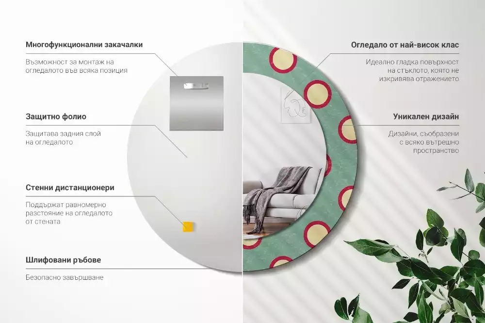 Oglindă cu decor rotundă Cercuri punctate