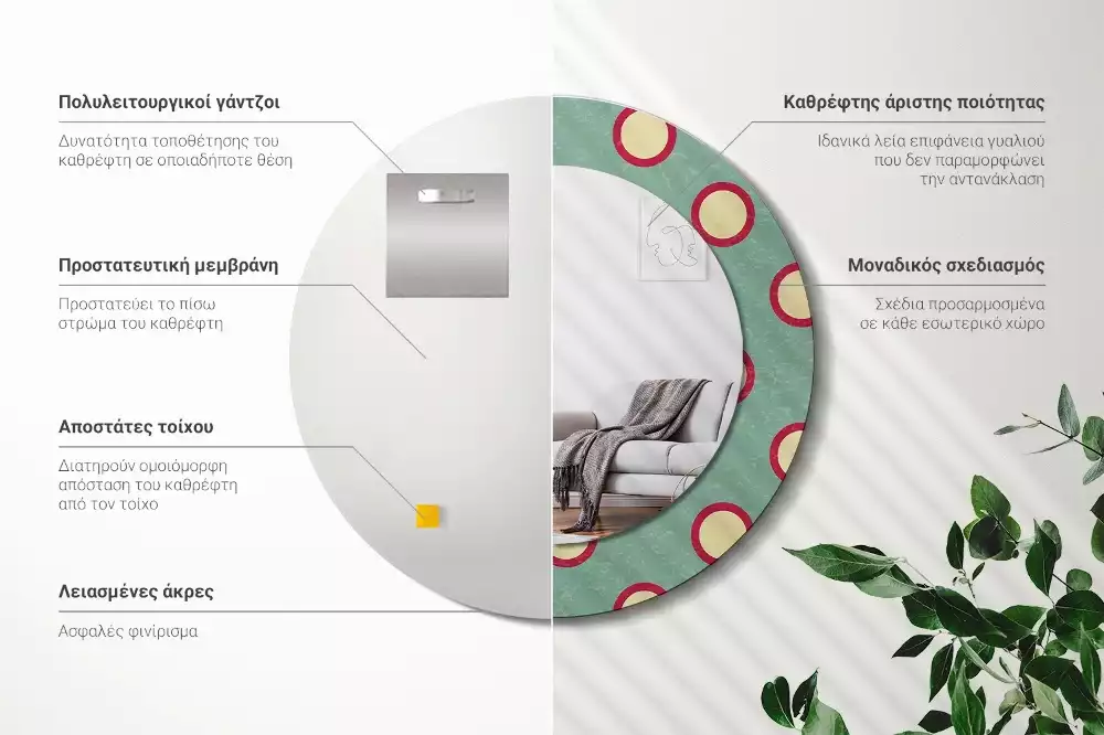 Oglindă cu decor rotundă Cercuri punctate