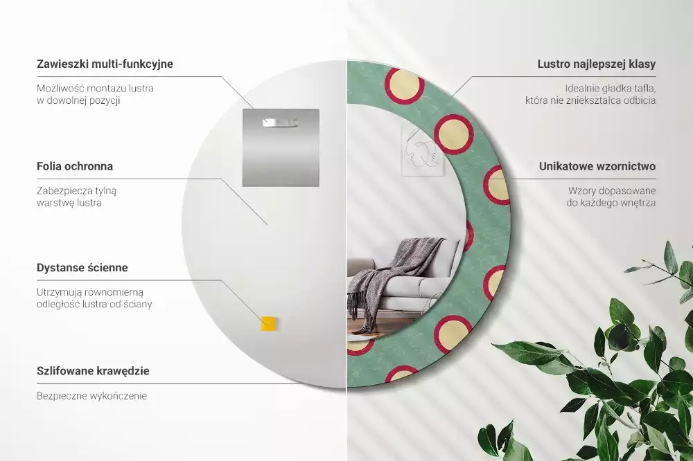 Oglindă cu decor rotundă Cercuri punctate