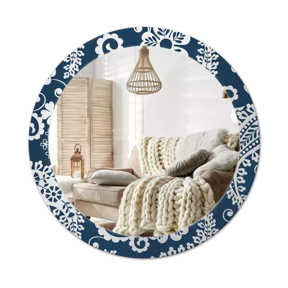 Oglindă rotundă ramă cu imprimeu Compoziție paisley