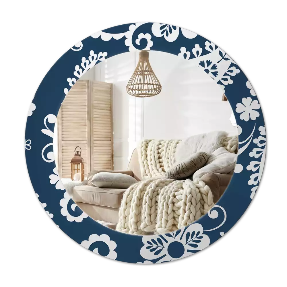 Oglindă rotundă ramă cu imprimeu Compoziție paisley