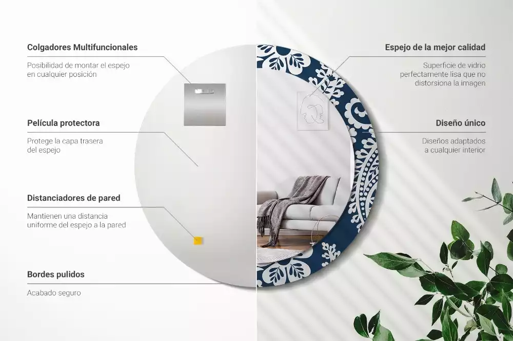 Oglindă rotundă ramă cu imprimeu Compoziție paisley