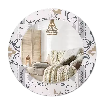Oglindă cu decor rotundă Plăci retro