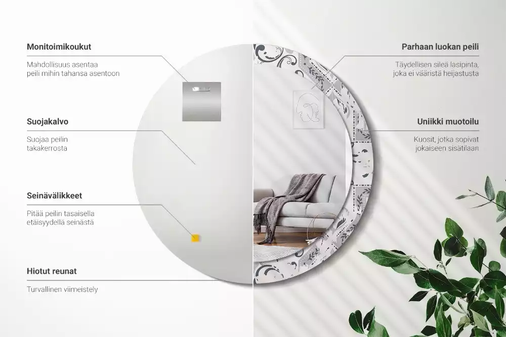 Oglindă cu decor rotundă Plăci retro