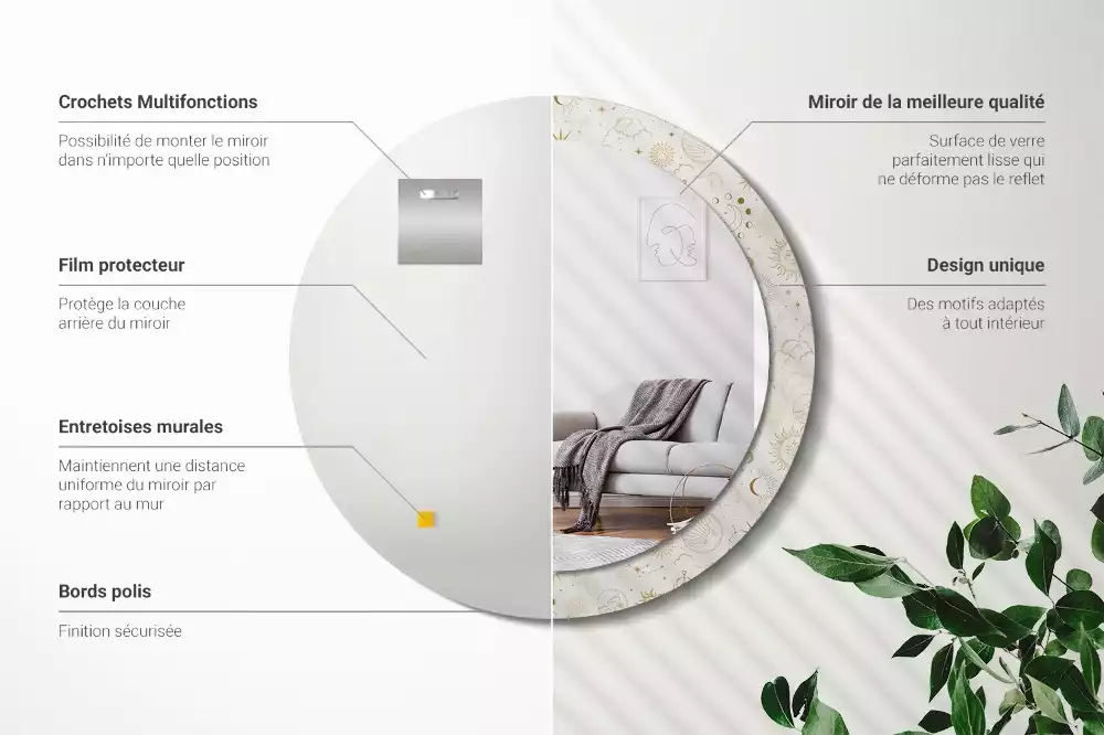Oglindă rotundă imprimată Model mistic