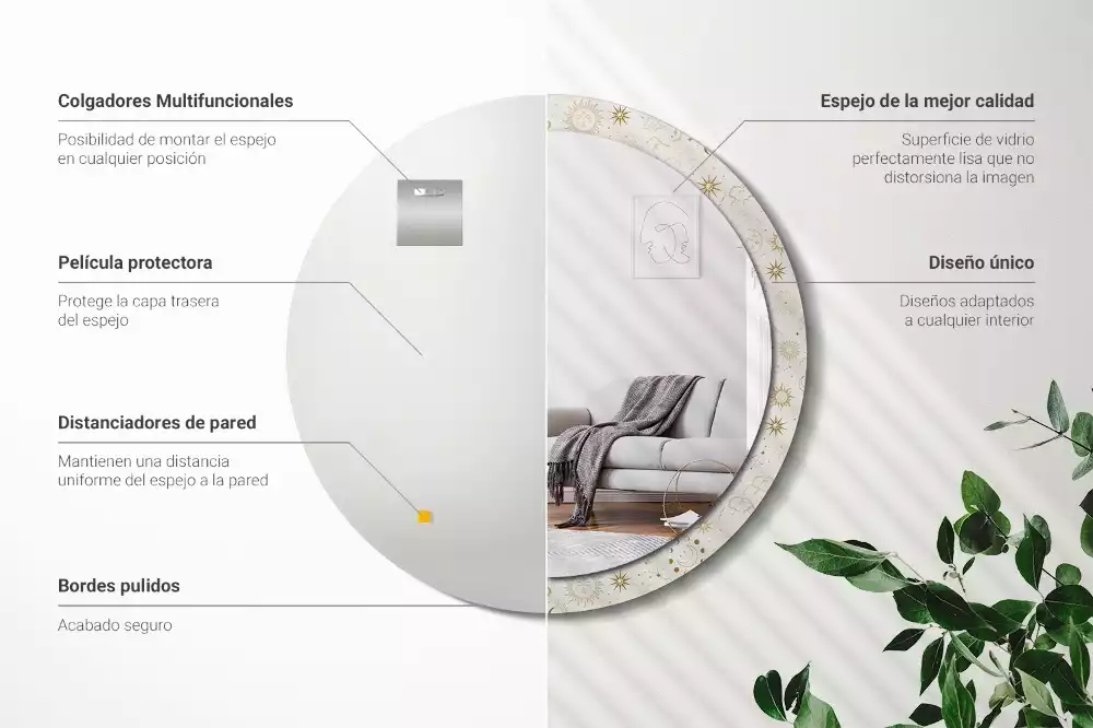 Oglindă rotundă imprimată Model mistic