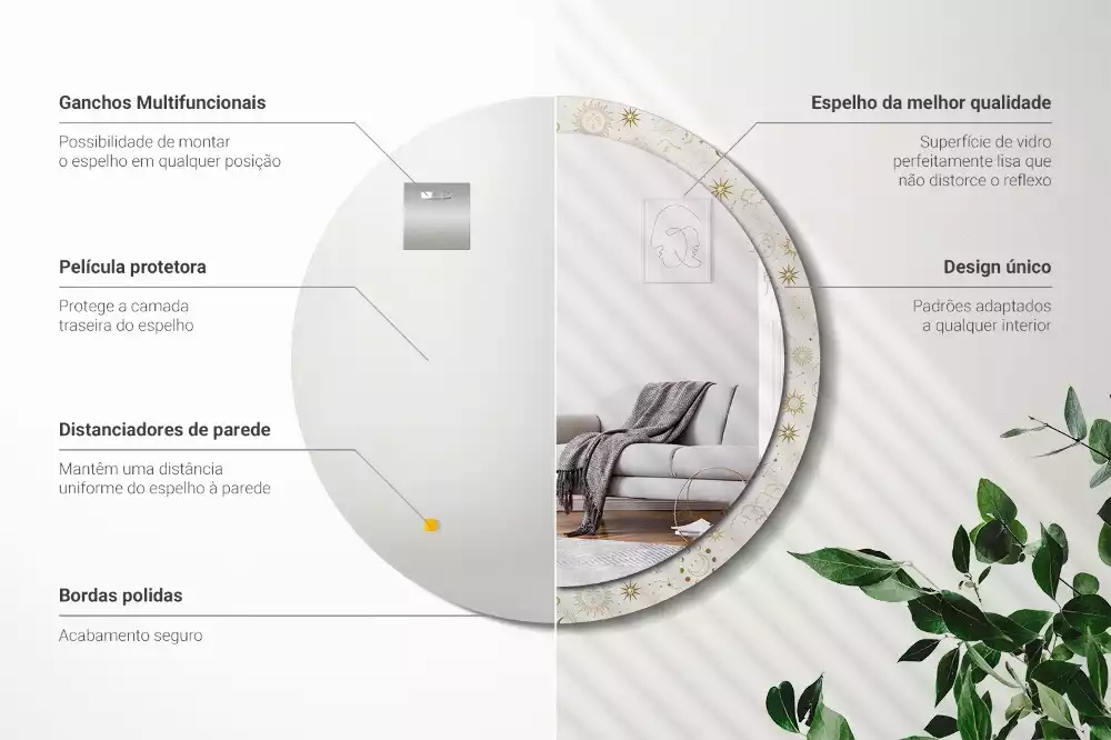 Oglindă rotundă imprimată Model mistic