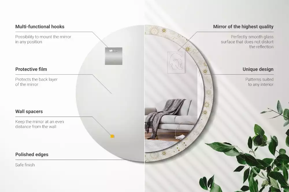 Oglindă rotundă imprimată Model mistic